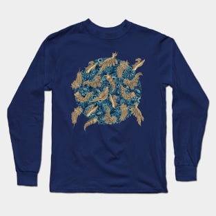 Ernst Haeckel Sepia Nudibranch  on Cerulean Sea Squirts Long Sleeve T-Shirt